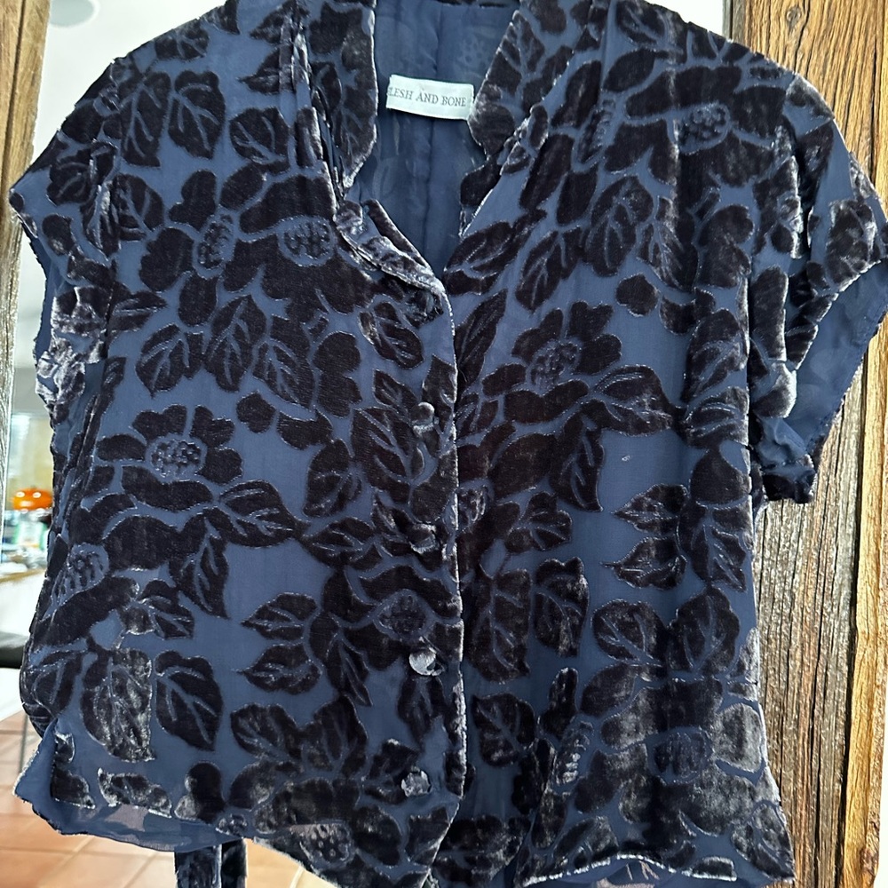 Vintage Flesh and Bone burn out velvet Bluish gray.. see pics Size 6.. EUC